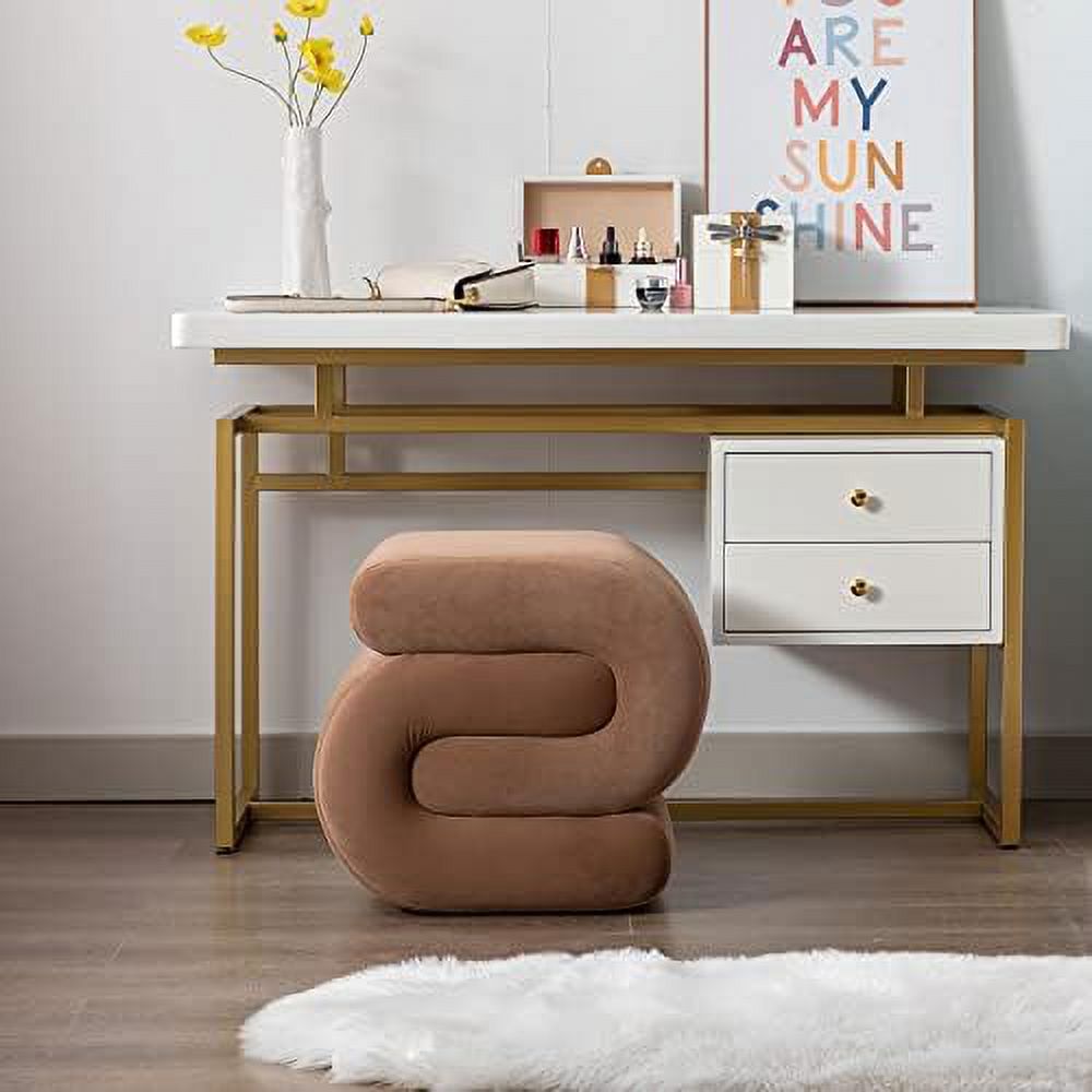 Coffee Velvet Vanity Stool D551459