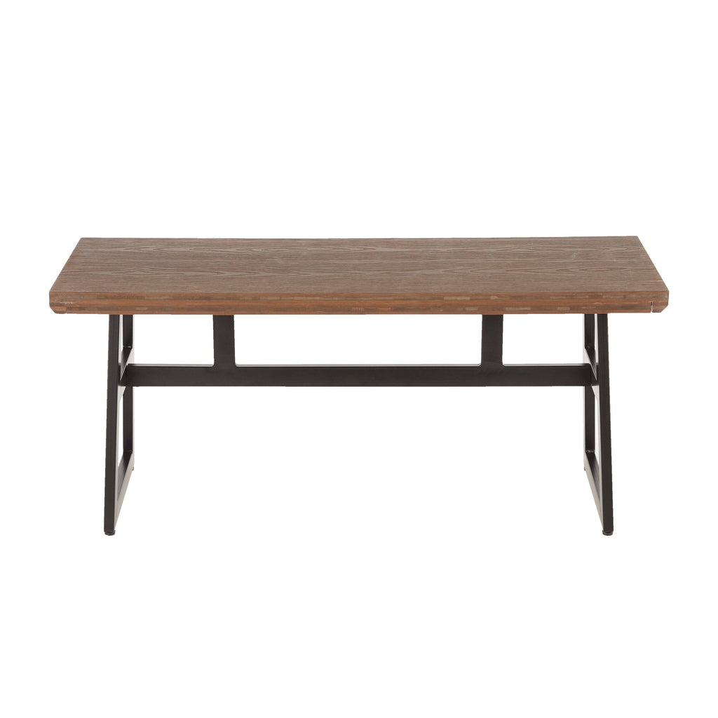 Black/Brown Metal and Wood Industrial Bench N82586