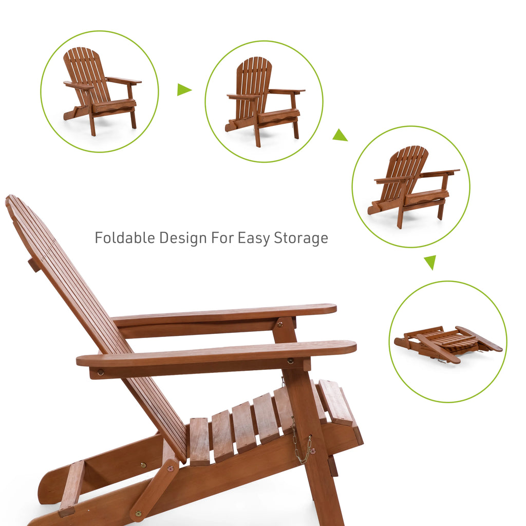 Natural Wood Foldable Patio Adirondack Chair, Set of 2 P15396
