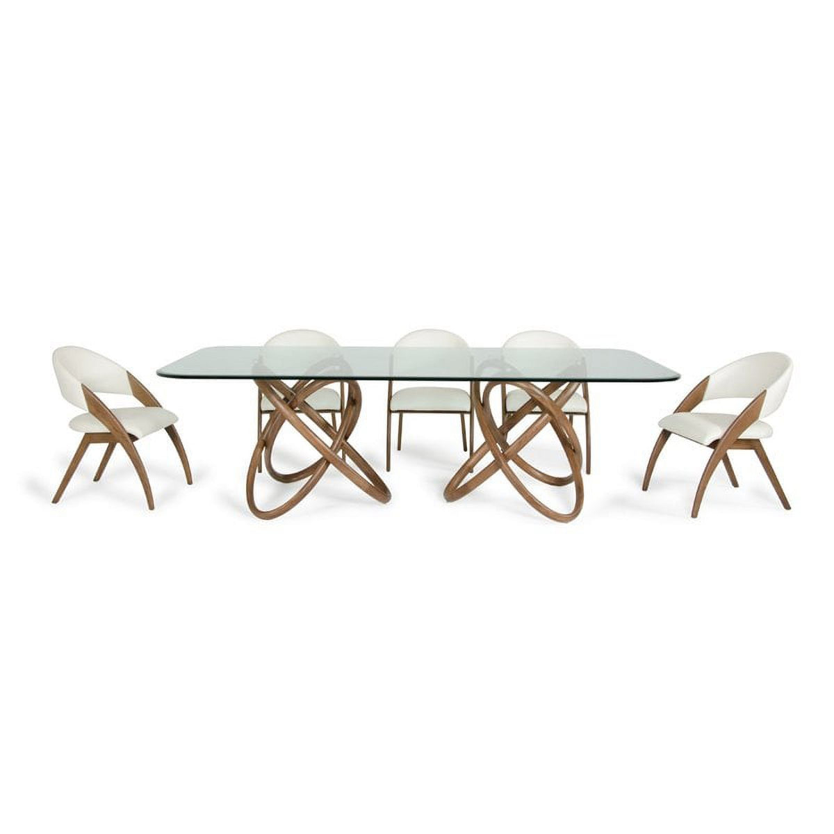 Walnut Solid Wood & Glass Rectangular Dining Table Z6217