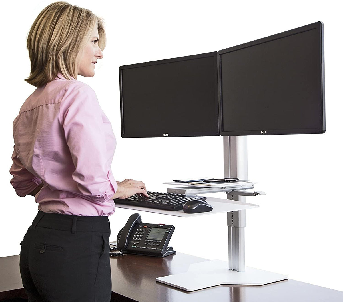 Black Dual Monitor Standing Desk Converter P311
