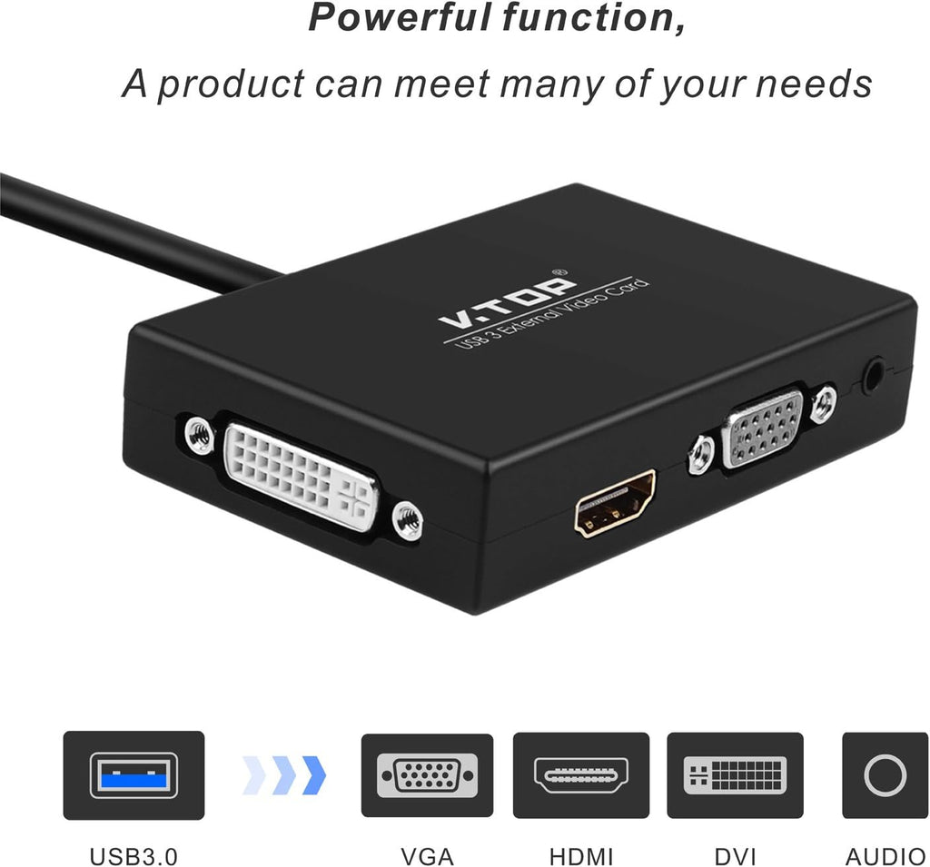 USB 3.0 to HDMI-DVI-VGA Video Graphics Card Adapter F745731