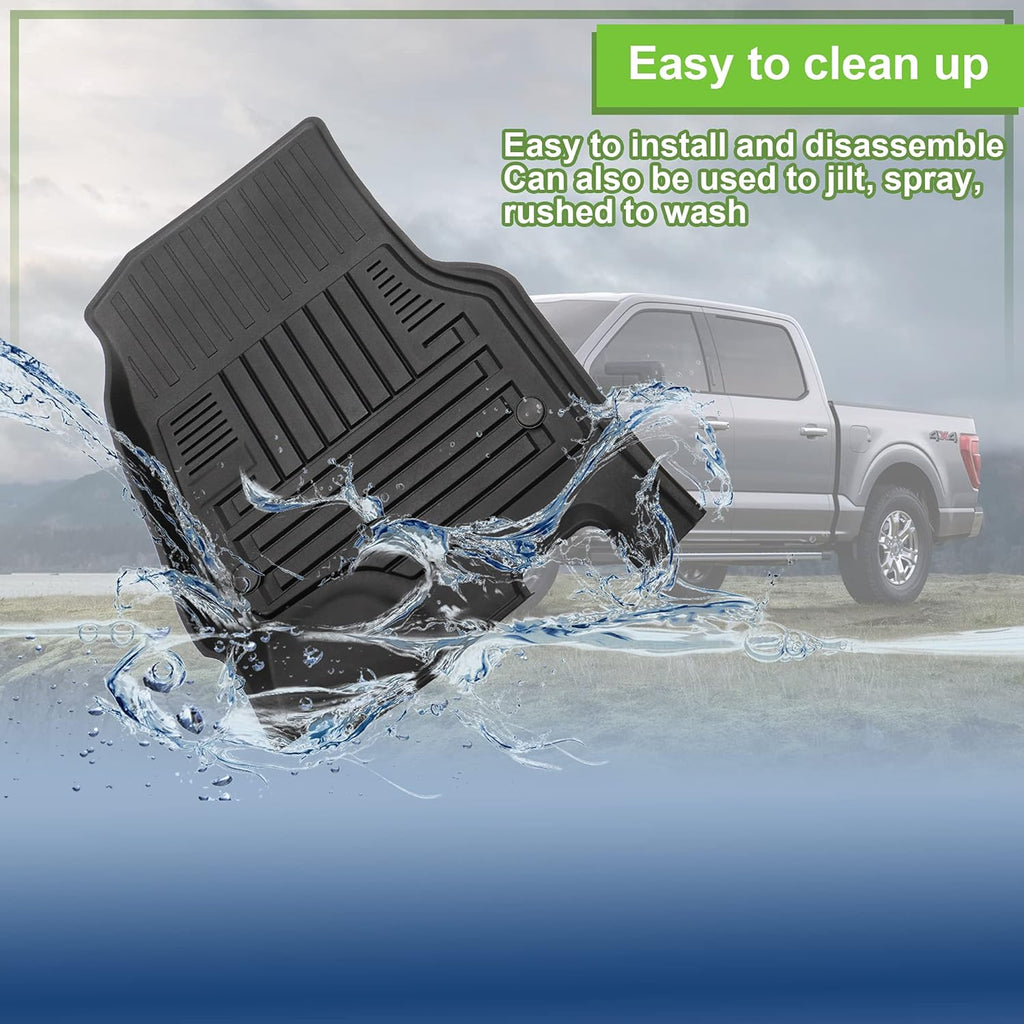 Black TPE All Weather Floor Mats, Full Set of Front and Rear D29729