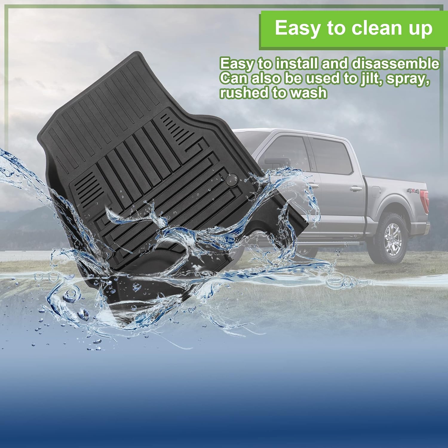 Black TPE All Weather Floor Mats, Full Set of Front and Rear D29729