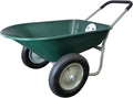 Green Dual-Wheel Yard Cart Wheelbarrow C528