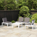 4 Piece Patio Lounge Set with Anthracite Cushions Plastic White Outdoor Sectional Sofa Set K48860