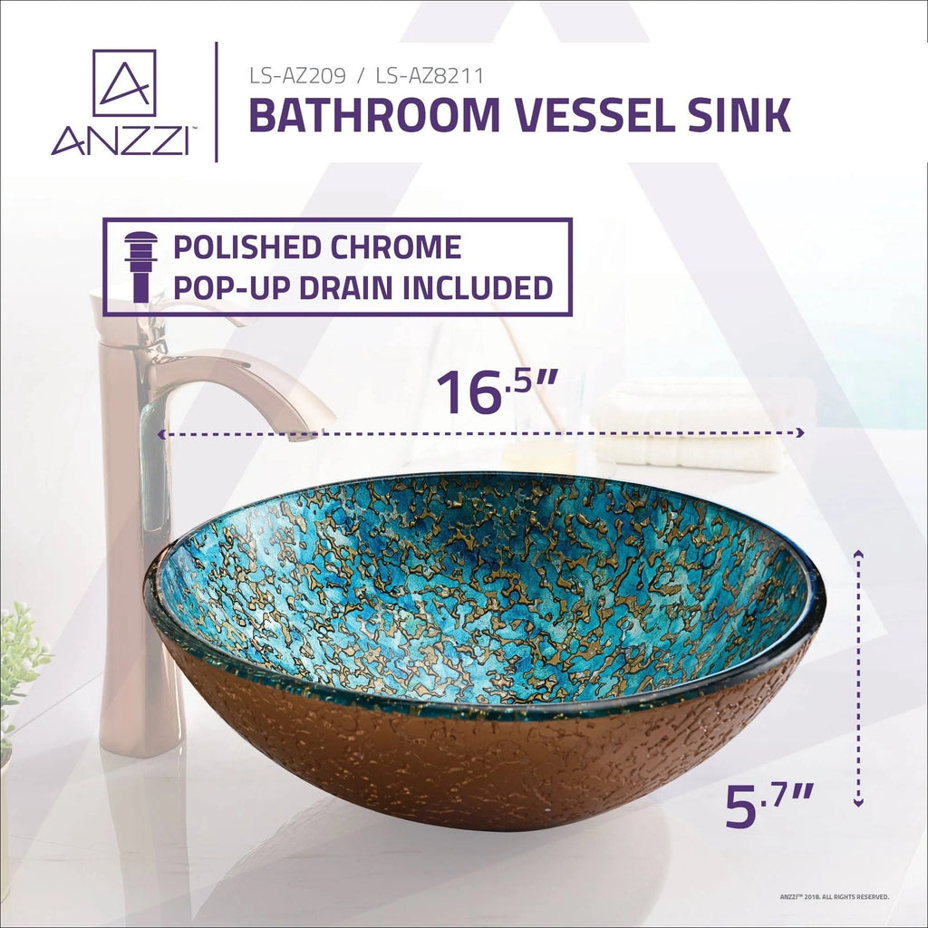 Gold/Cyan Mix Vessel Sink M523