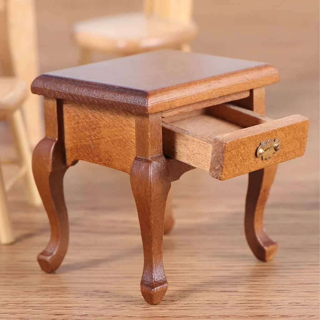 1:12 Walnut Colo Miniature Bedside Table Toy K15078