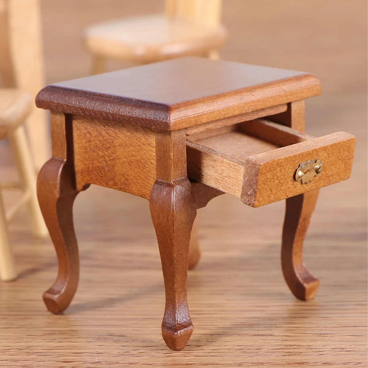 1:12 Walnut Colo Miniature Bedside Table Toy K15078