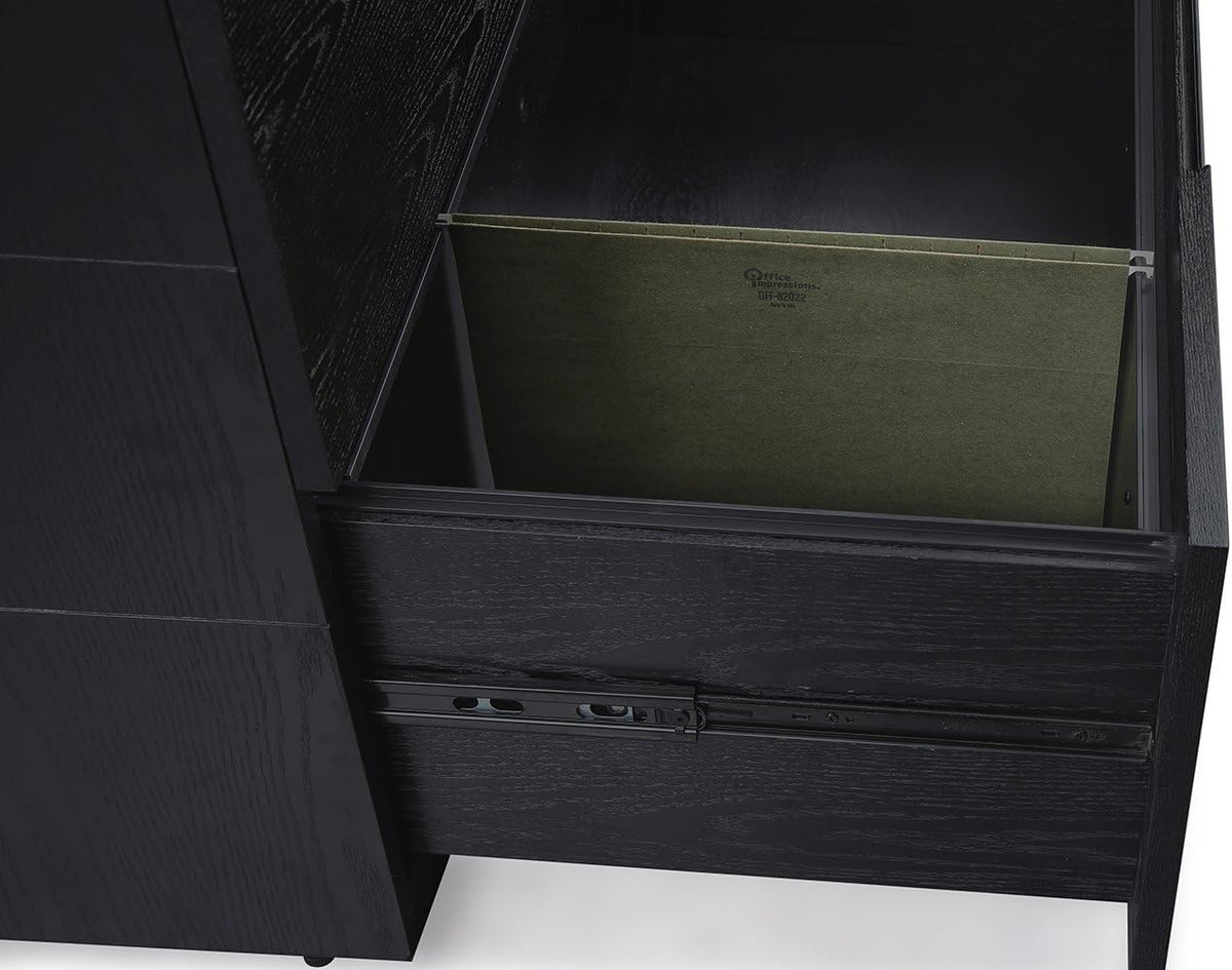 Black Oak 2 Drawer Lateral Filing Cabinet O828