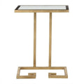 Gold and White Iron and Glass Accent Table X5328