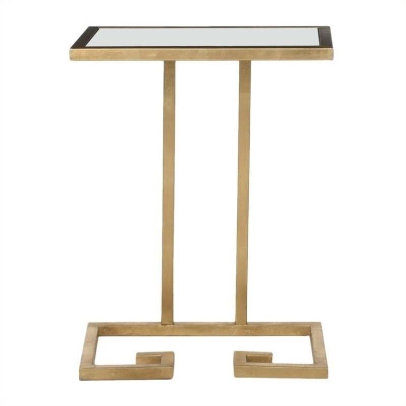 Gold and White Iron and Glass Accent Table X5328