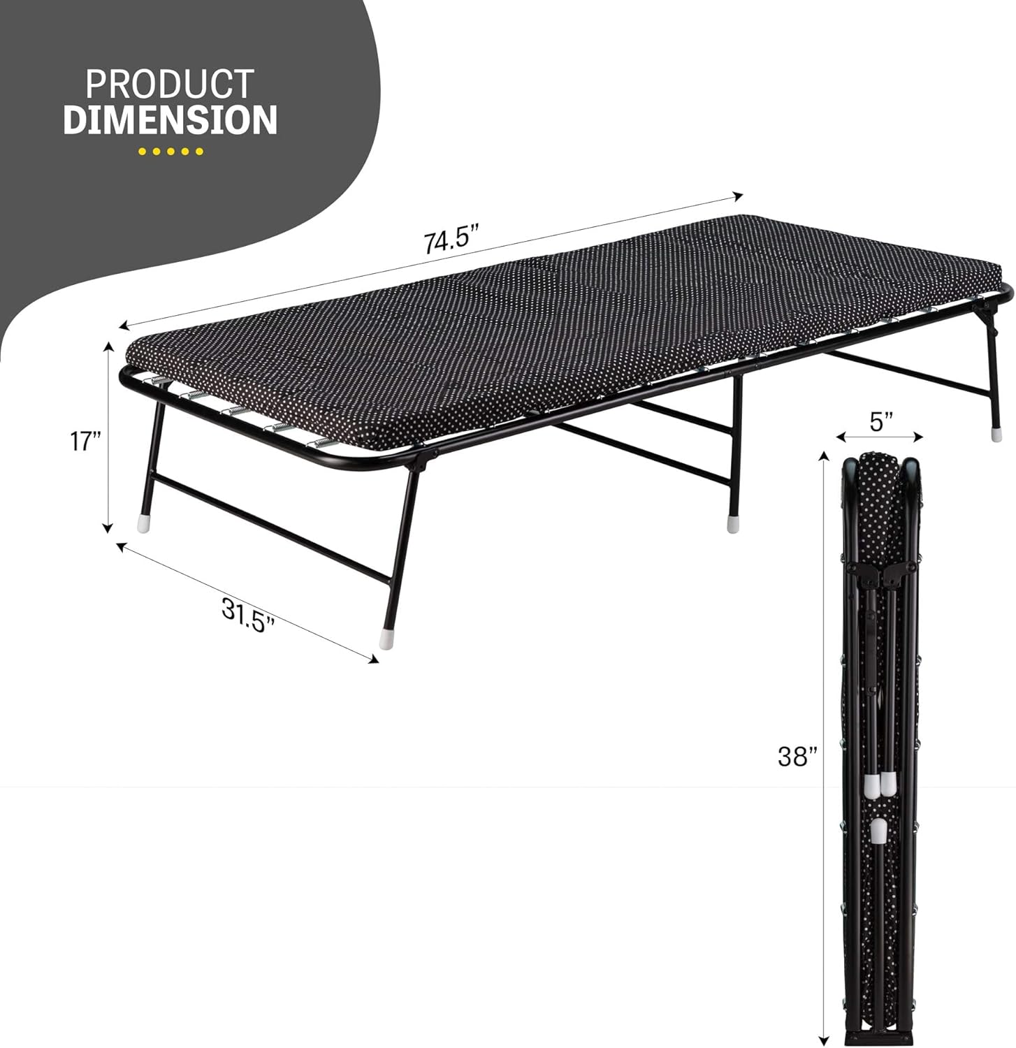 Folding Bed with Memory Foam Mattress and Carrying Bag B2549