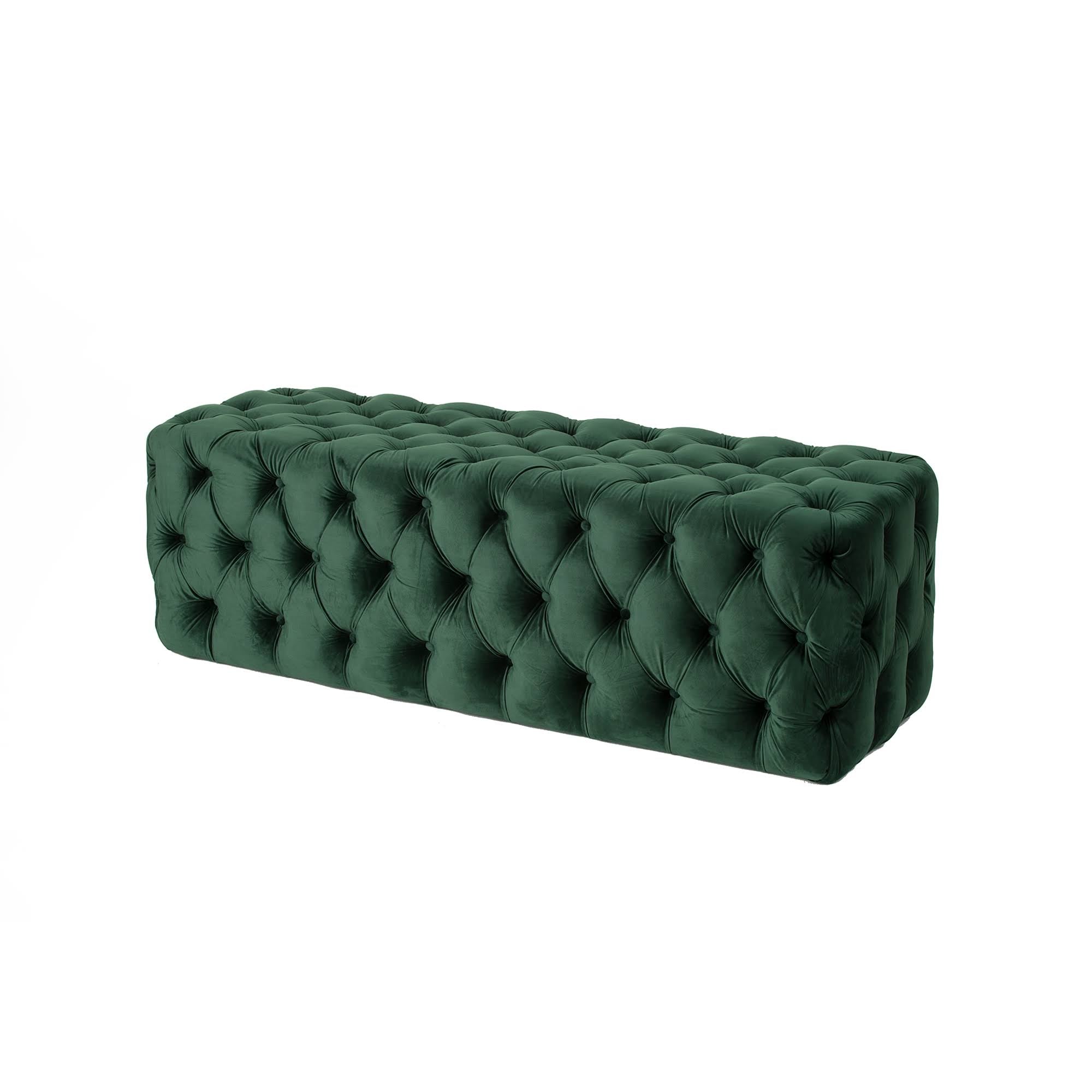 Forest Green Tufted Bench F611