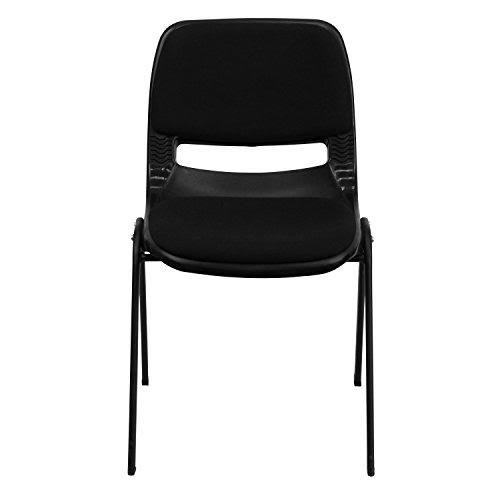 Black Ergonomic Shell Stack Chair with Padded Seat and Back V6779