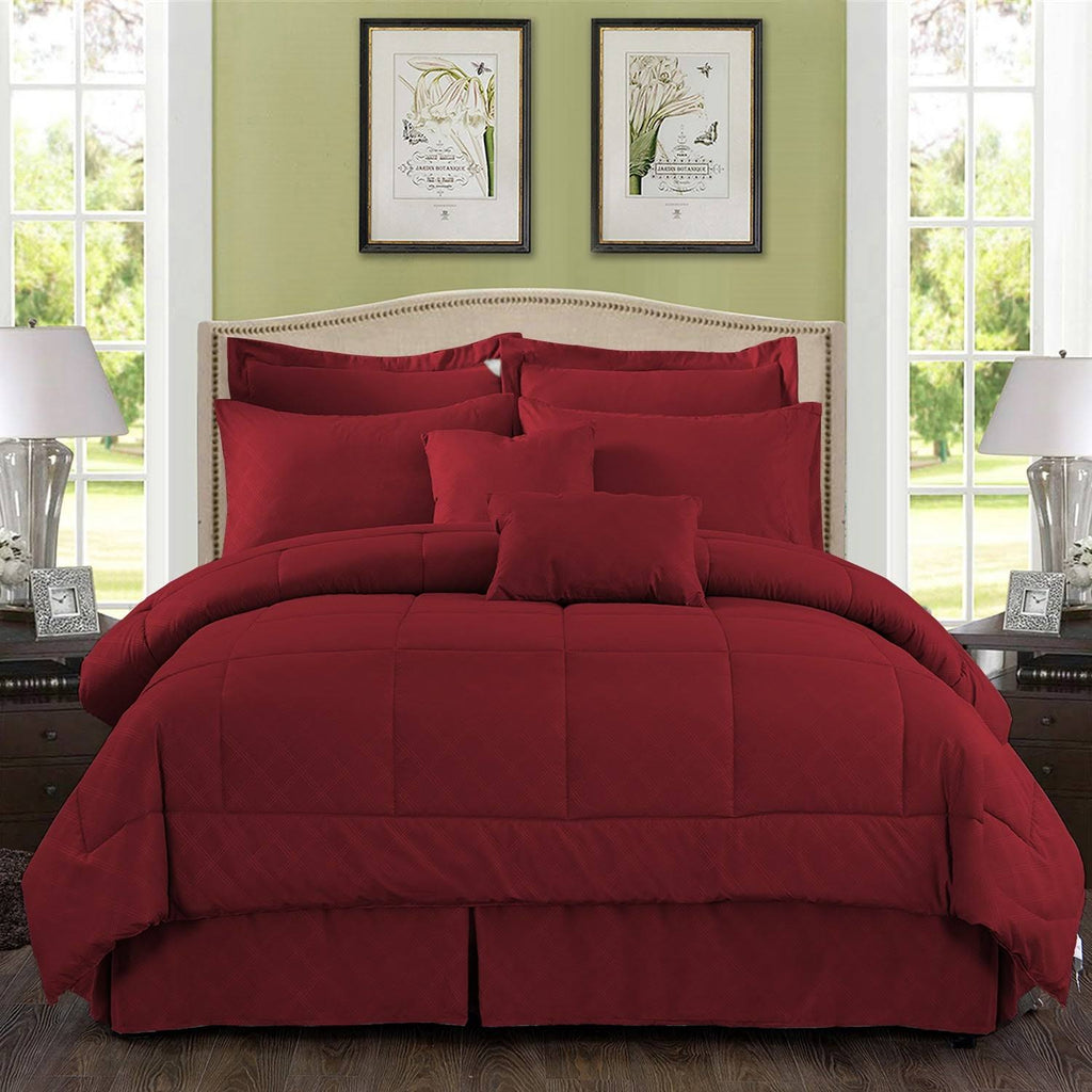 10 Piece Solid Color Microfiber Comforter and Sheets Set King Cal King G94251