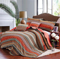 Striped Cotton 3-Piece Patchwork Bedspread Quilt Set Queen I9043