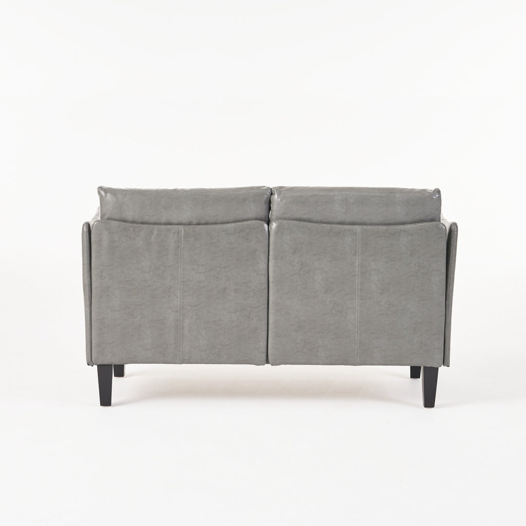 Grey Faux Leather Upholstered Loveseat Y3282