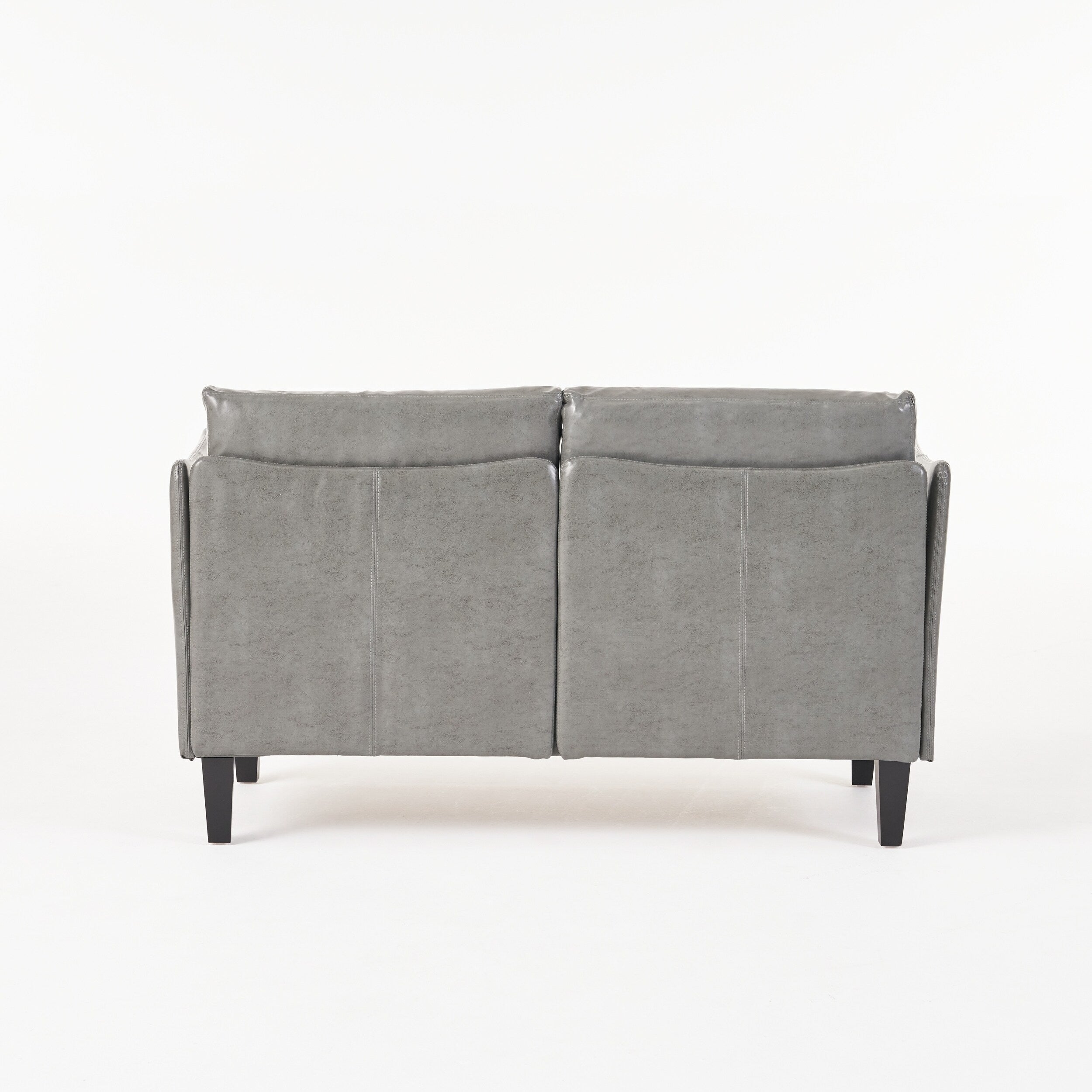 Grey Faux Leather Upholstered Loveseat Y3282
