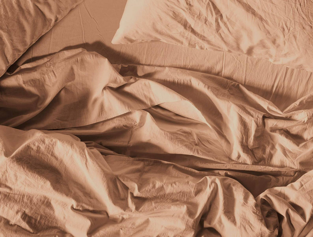 Organic Crinkled Percale Fitted Sheet Twin Steel Blue G1457