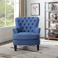 Blue Button Tufted Accent Chair with Nailhead Trim E492