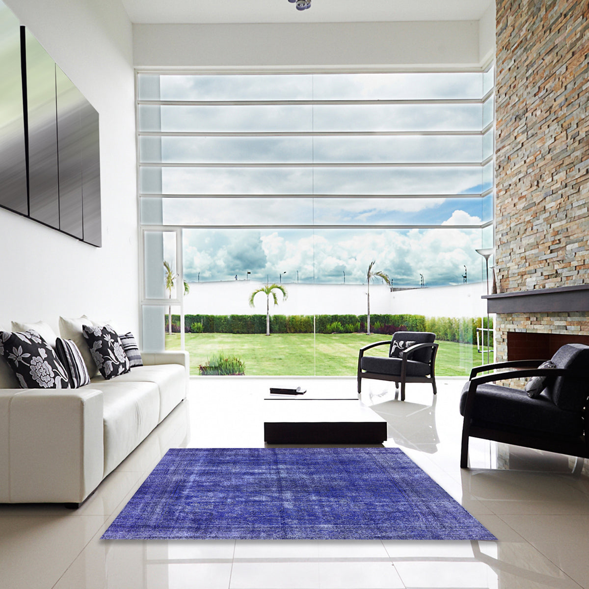 Blue Oriental Rectangle Area Rug A268