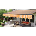Motorized Retractable Patio Awning - 13 x 10 Feet - Multi-Striped Yellow J556