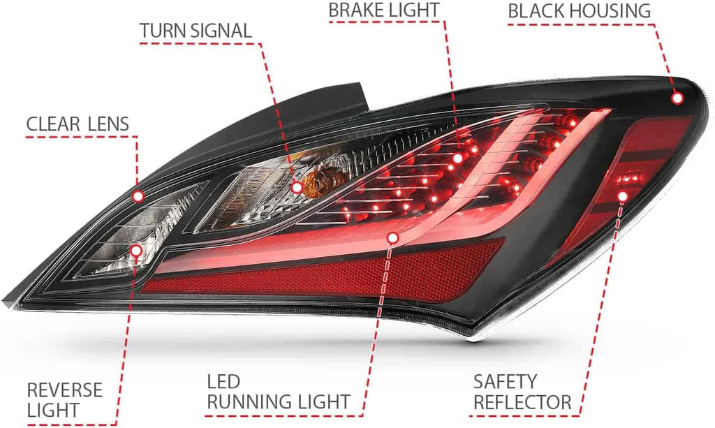 Tail Light Assembly LED Black Housing Dark Smoke Lens Pair P35428