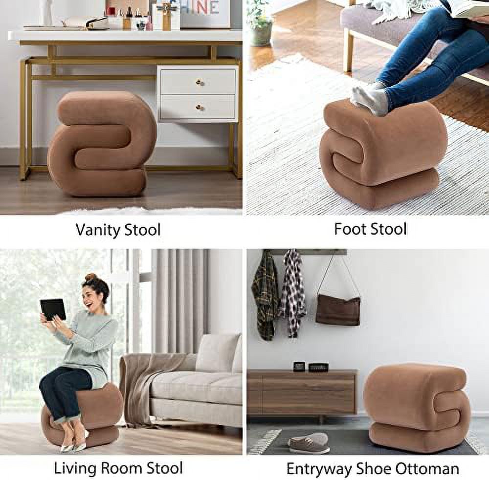 Coffee Velvet Vanity Stool D551459