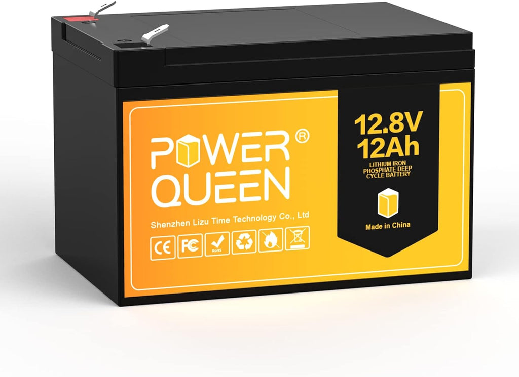 12.8V 12Ah LiFePO4 Battery, IP65, Built-in 12A BMS, Pack of 2 D118563