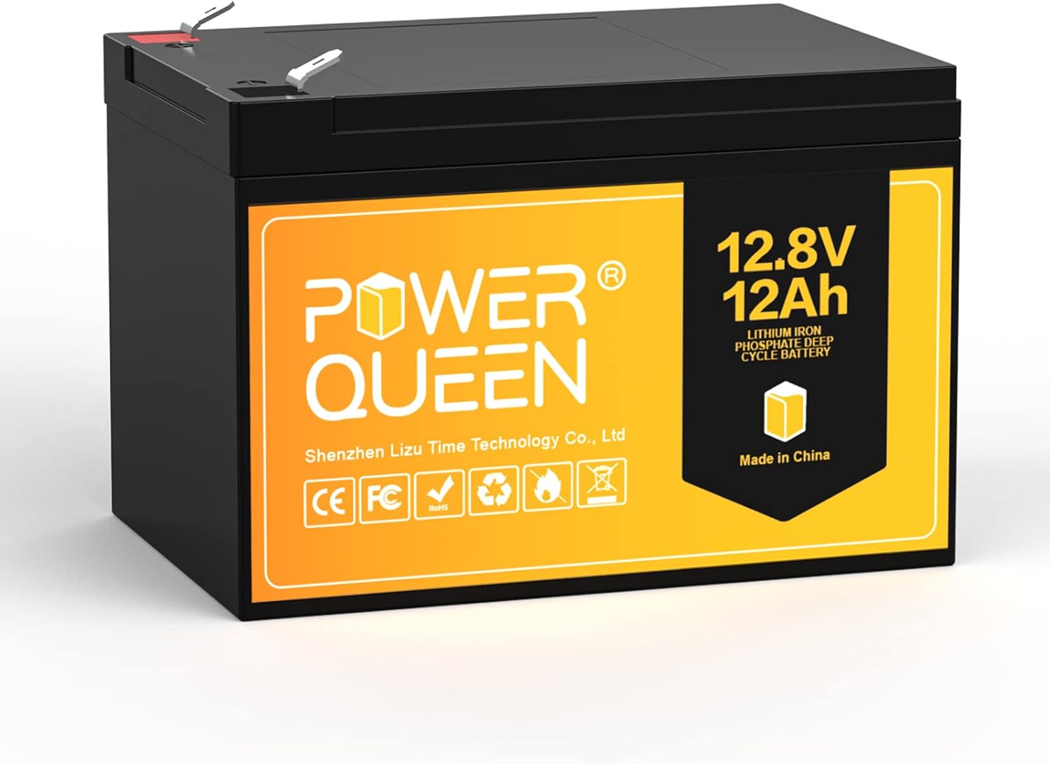 12.8V 12Ah LiFePO4 Battery, IP65, Built-in 12A BMS, Pack of 2 D118563
