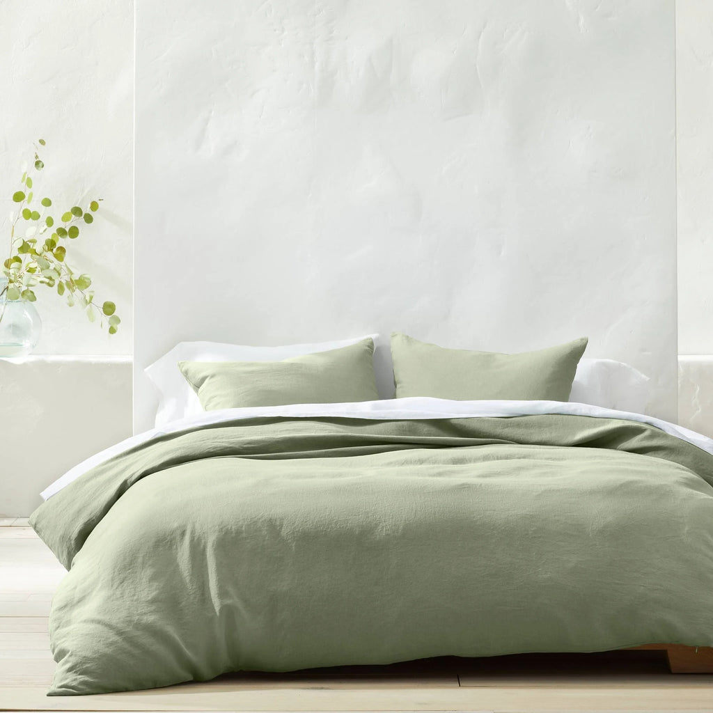 Sage Green Linen Duvet and Sham Set Z45362