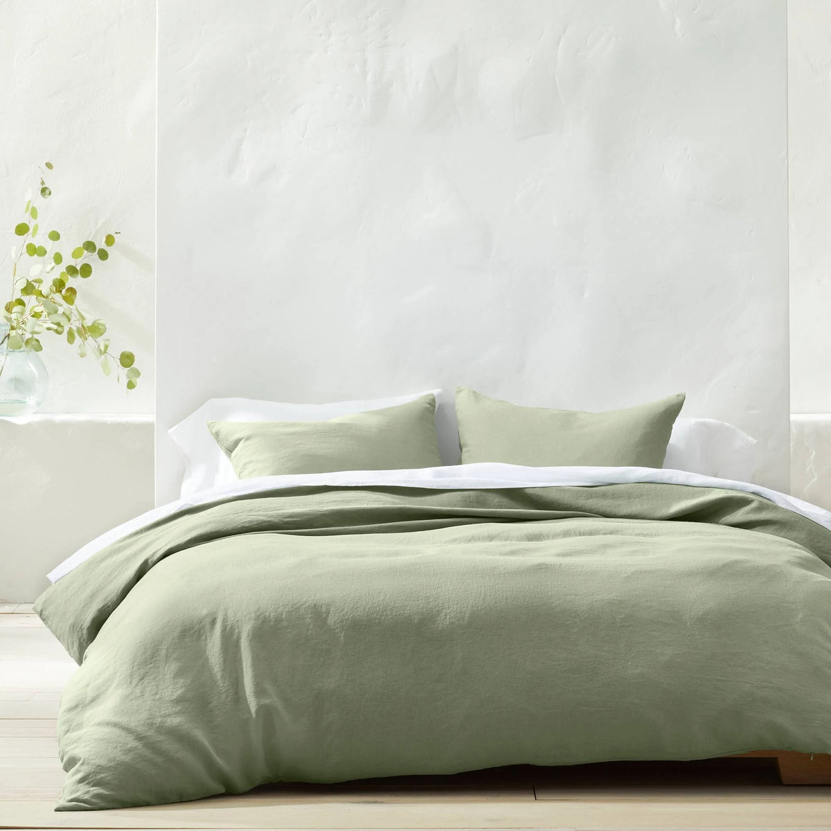 Sage Green Linen Duvet and Sham Set Z45362