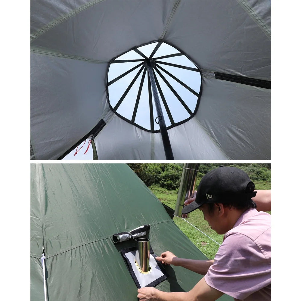 Green Pyramid Tent With Stove Jack M3221