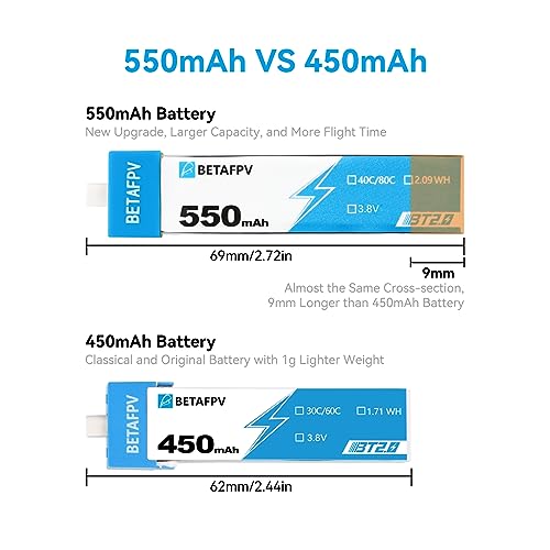 4pcs 550mAh 1S 3.8V Lipo Battery with BT2.0 Connector K93062