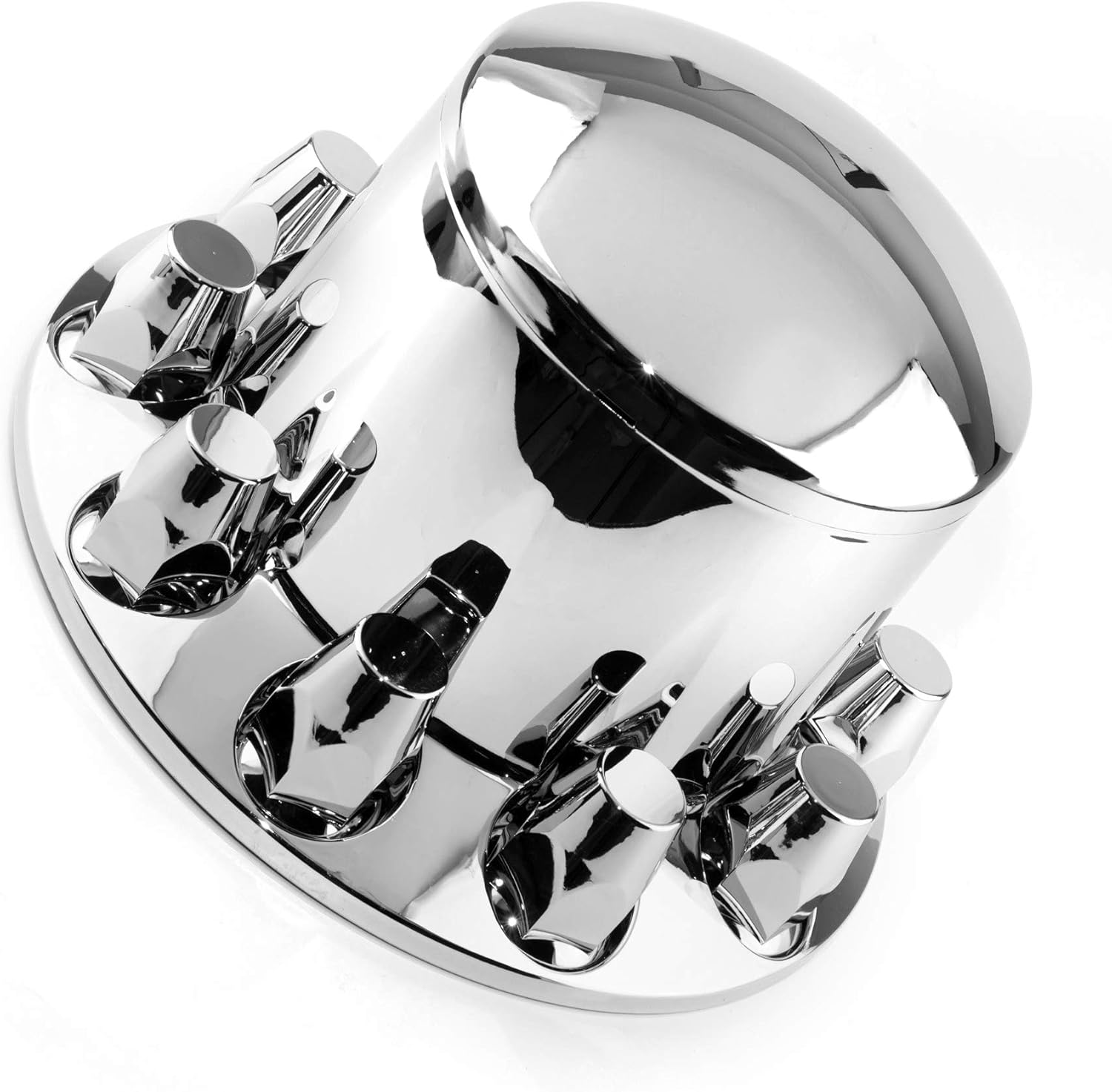 1PC Chrome Axle Wheel Cover Hub Caps Kit with Screw-on Lug Nuts for Semi Truck C990320