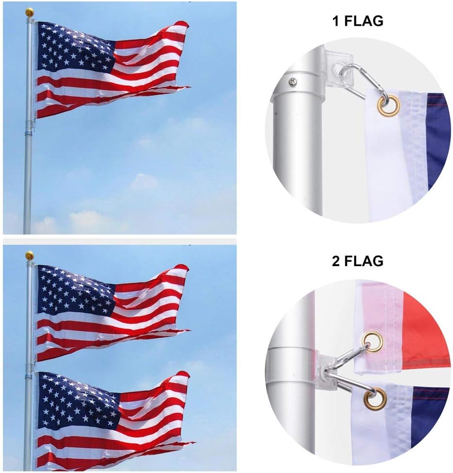 25FT Telescoping Aluminum Flagpole Kit with Tire Mount Base M734