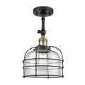 Large Bell Cage Semi-Flush Mount Light in Matte Black G271