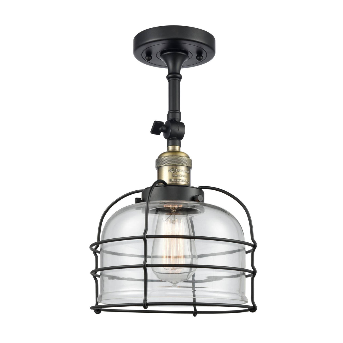 Large Bell Cage Semi-Flush Mount Light in Matte Black G271