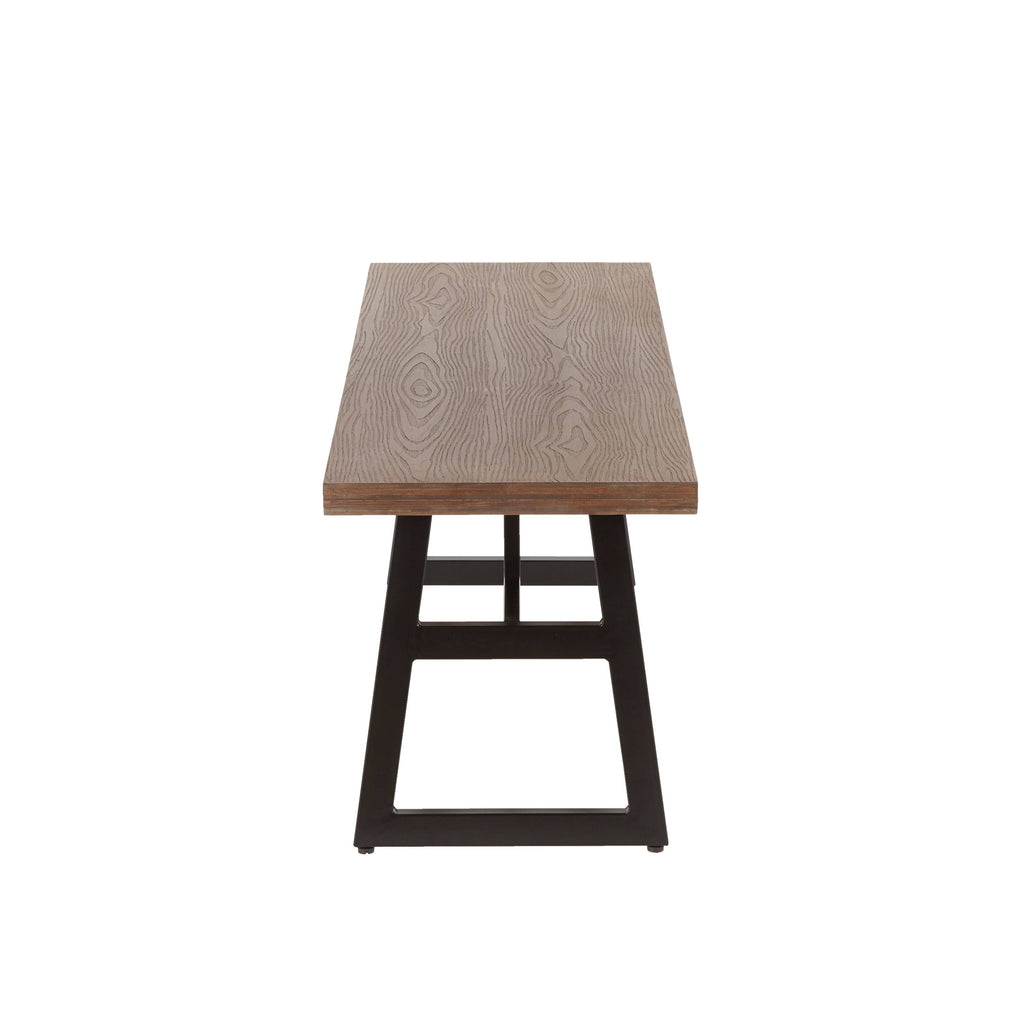 Black/Brown Metal and Wood Industrial Bench N82586