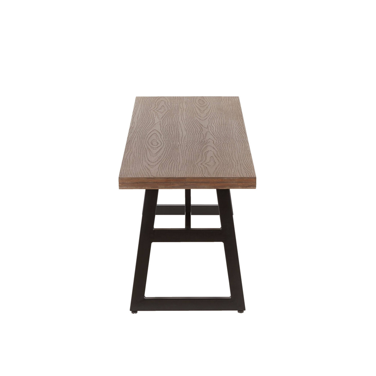 Black/Brown Metal and Wood Industrial Bench N82586