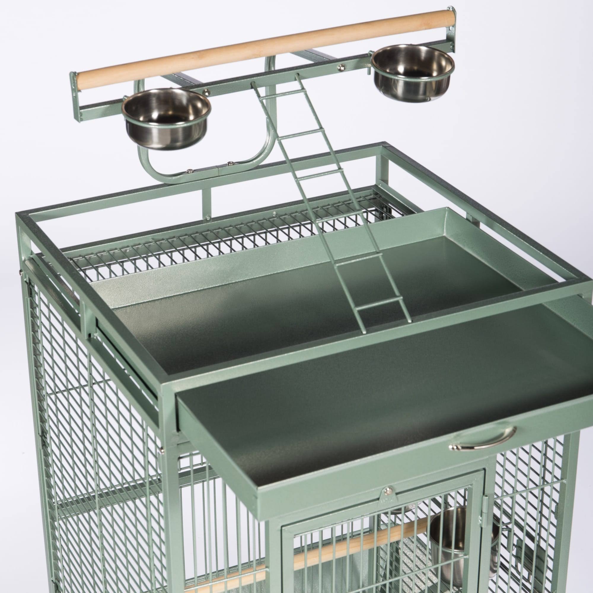 Sage Green Wrought Iron Bird Cage X8464