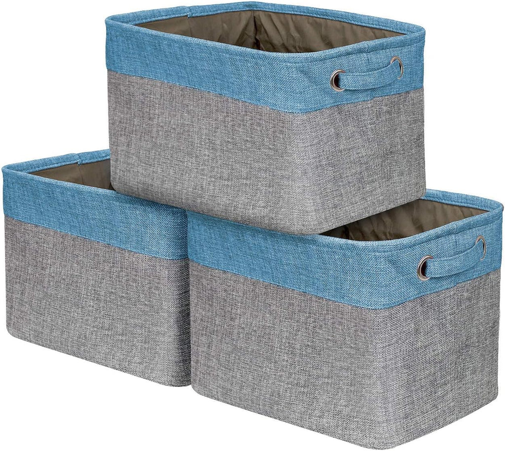 Large Rectangular Fabric Collapsible Basket Set 3-Pack with Carry Handles G30819