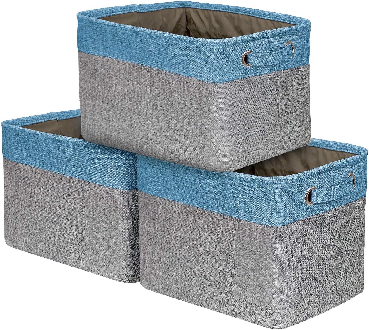 Large Rectangular Fabric Collapsible Basket Set 3-Pack with Carry Handles G30819