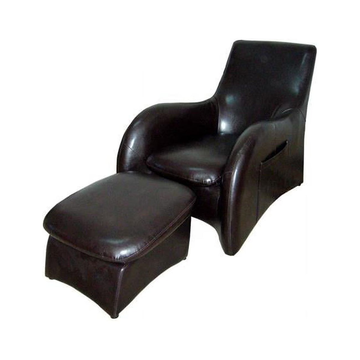 Brown Leather Armchair with Ottoman F165