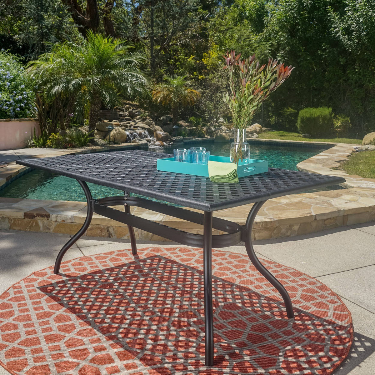 Black Sand Cast Aluminum Rectangle Table R232546