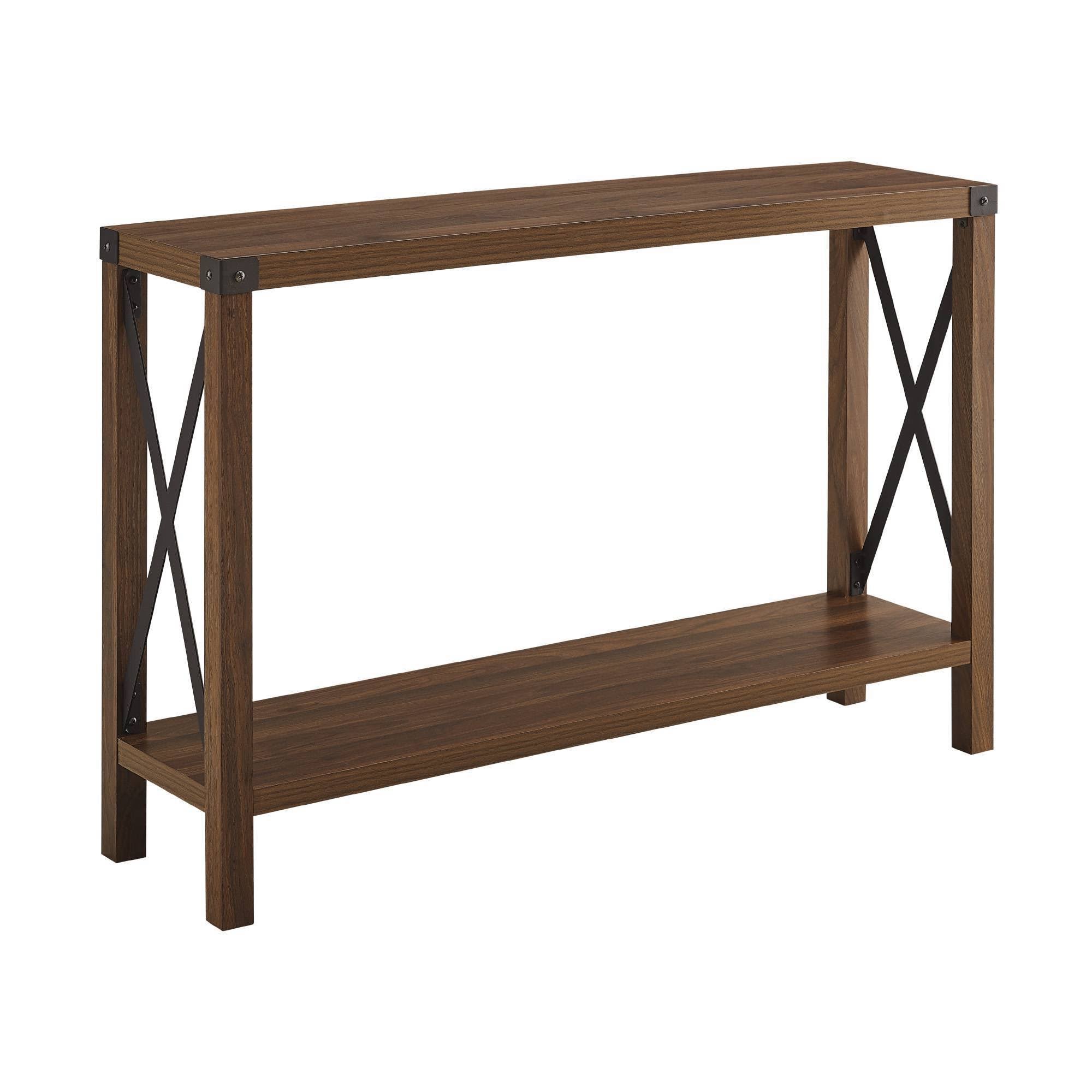 Rustic Farmhouse Entry Table Dark Walnut K995