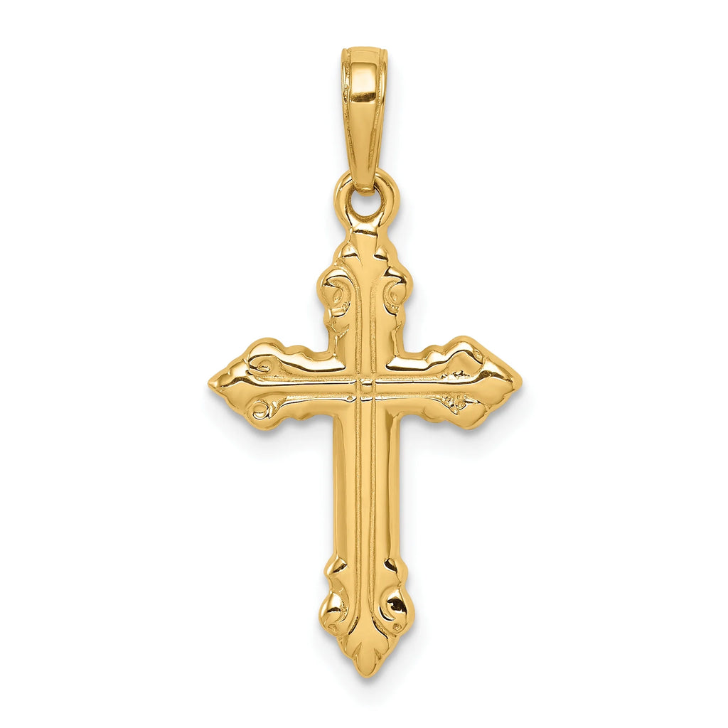14K Yellow Gold Cross Pendant Charm O885
