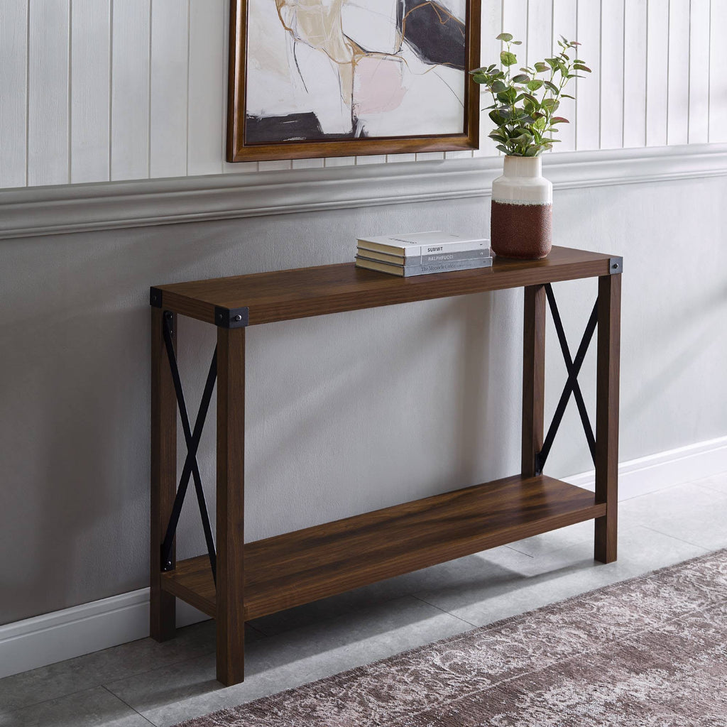 Rustic Farmhouse Entry Table Dark Walnut K995