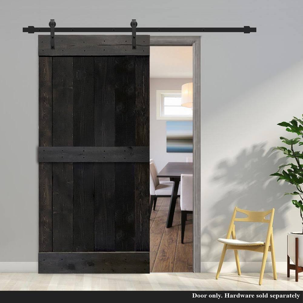 Charcoal Black 42 x 84 Solid Wood Interior Sliding Barn Door A715